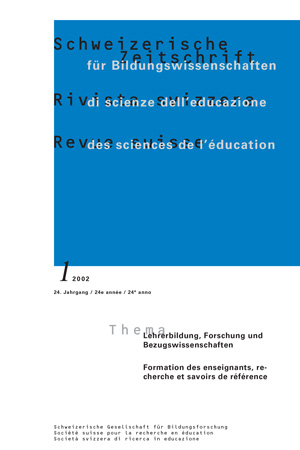 					View Vol. 25 No. 1 (2002): Lehrerbildung, Forschung und Bezugswissenschaften
				