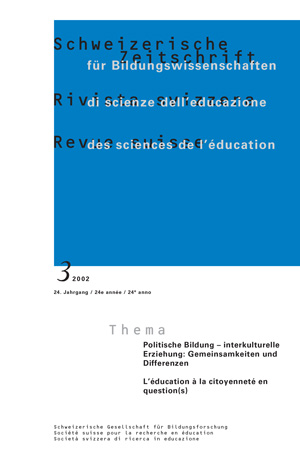 					View Vol. 24 No. 3 (2002): Politische Bildung – interkulturelle Erziehung: Gemeinsamkeiten und Differenzen
				