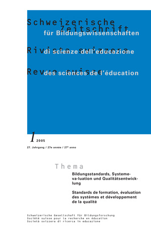 					View Vol. 27 No. 1 (2005): Bildungsstandards, Systemevaluation und Qualitätsentwicklung
				