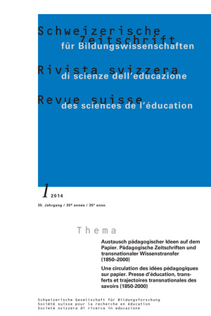 					View Vol. 36 No. 1 (2014): Austausch pädagogischer Ideen auf dem Papier. Pädagogische Zeitschriften und transnationaler Wissenstransfer (1850–2000)
				